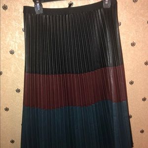 BCBG Pleated Leather Mid-skirt [NWT]